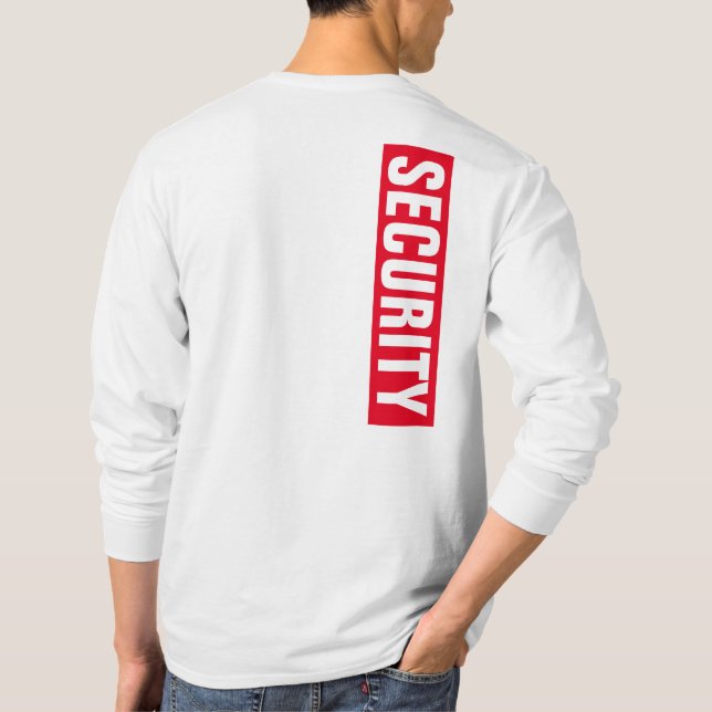 Mens Double Sided White Long Sleeve Security T-Shirt (Back)