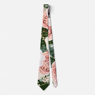 Mens Dress Tie Geometric Garden Rose Hunter Green
