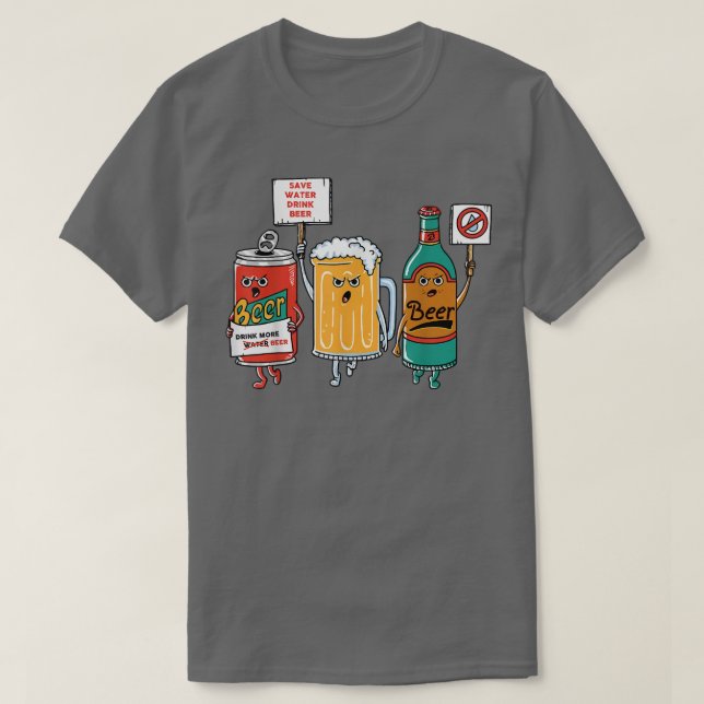 Mens Drinking Beer Funny  T-Shirt (Design Front)