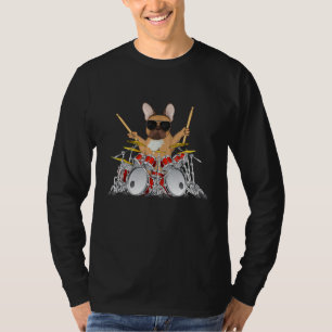 Mens Drummer French Bulldog Drums Drumming Dog T-Shirt
