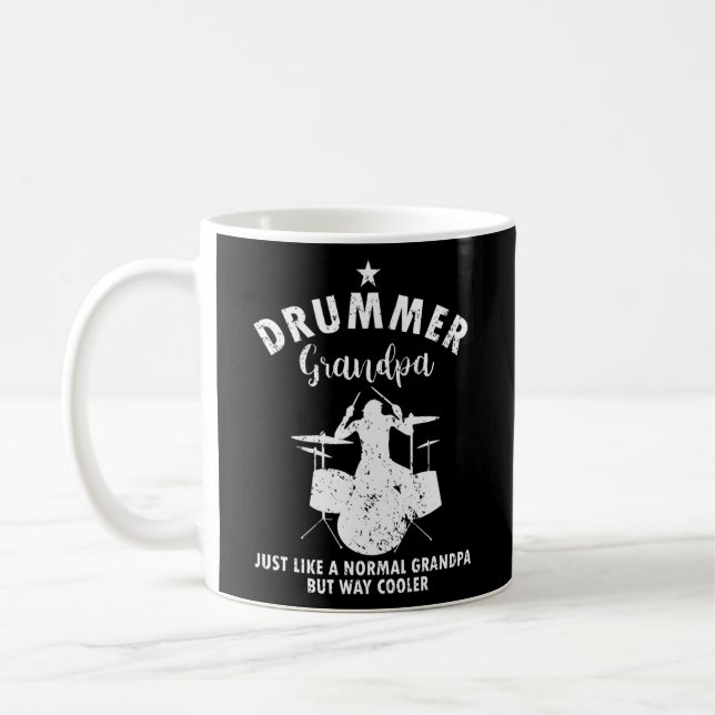 Mens Drummer Grandpa Like Normal Grandpa But Way Coffee Mug (Left)