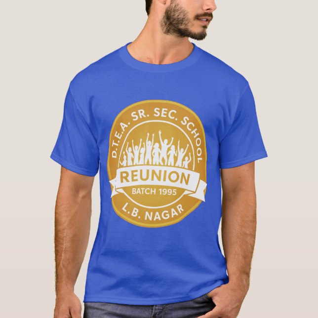 Men's DTEA LBN 1995 Gold on Blue White T-shirt (Front)