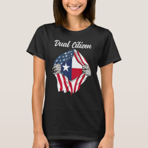 Mens Dual Citizen Texas State And America Flag Men T-Shirt