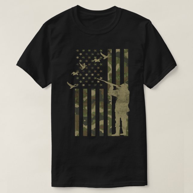 Mens Duck Hunter American Flag Camo Duck Hunting C T-Shirt (Design Front)