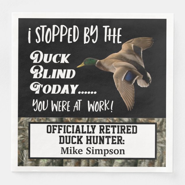 Men's Duck Hunting Retirement Party Camo Mallard Napkin (Front)