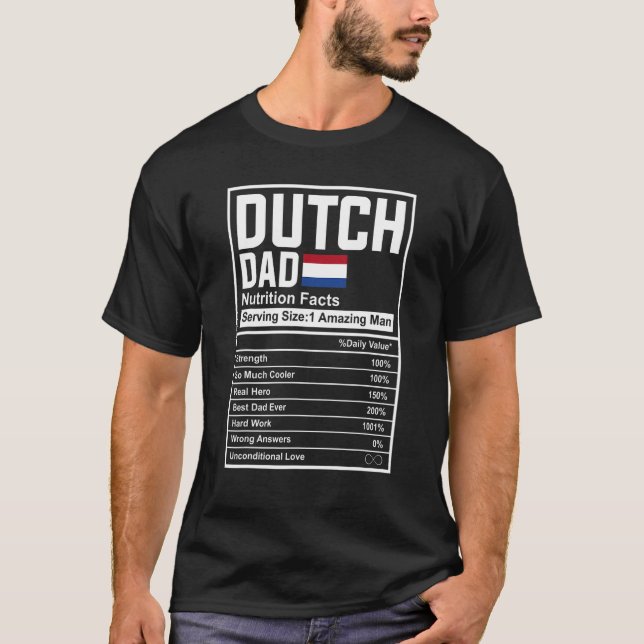 Mens Dutch Dad Nutrition Facts Father's Day Nation T-Shirt (Front)