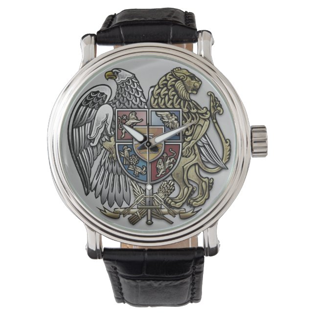 Men's Eagle and Lion Sigla  Black Silver |  Watch (Front)