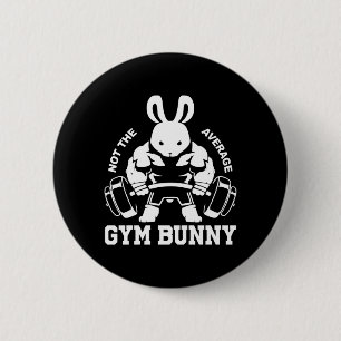 Mens Easter Day Gym Bunny Rabbit Weightlifting 6 Cm Round Badge