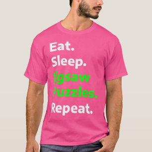 Mens Eat Sleep Jigsaw-Puzzles Repeat Funny Hobby T-Shirt