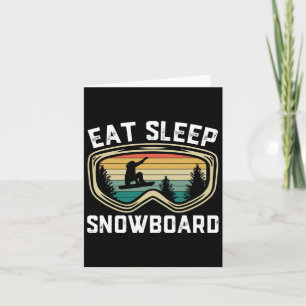 Mens Eat Sleep Snowboard Funny Retro Snowboarding Card