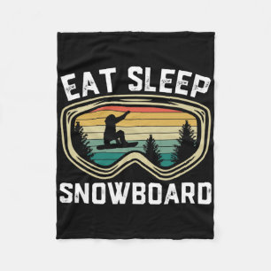 Mens Eat Sleep Snowboard Funny Retro Snowboarding Fleece Blanket