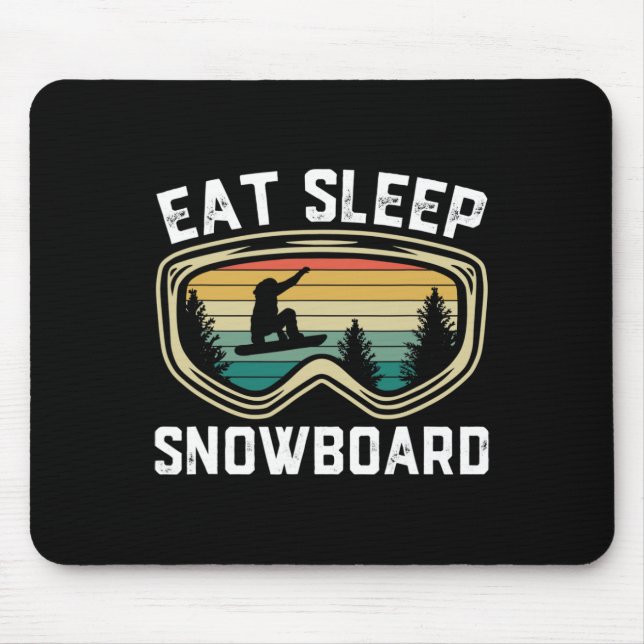 Mens Eat Sleep Snowboard Funny Retro Snowboarding  Mouse Mat (Front)
