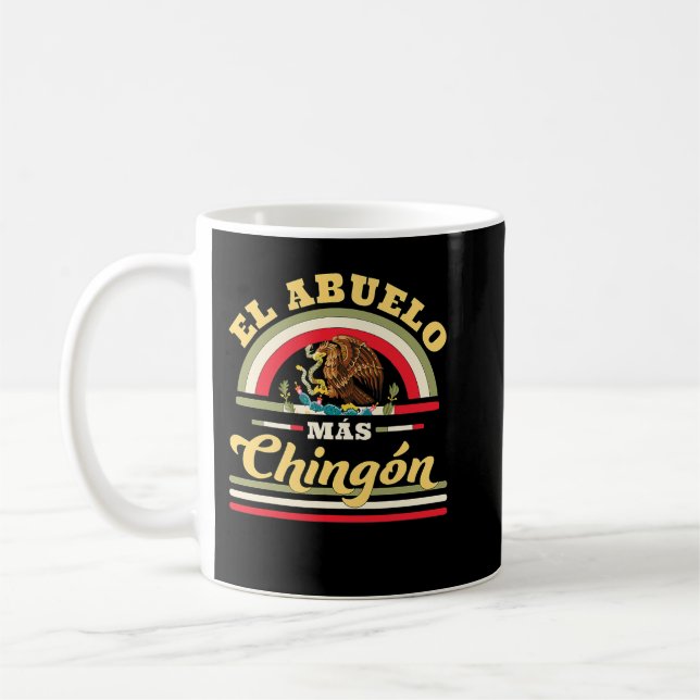 Mens El Abuelo Mas Chingon Funny Mexican Flag Cool Coffee Mug (Left)