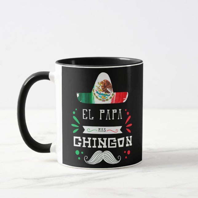 Mens El Papa Mas Chingon Best Funny Mexican Mug (Left)