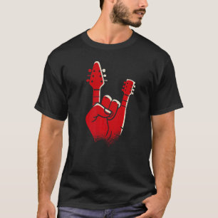 Mens Electric Guitar  Devil Horns Devil Hand  Heav T-Shirt