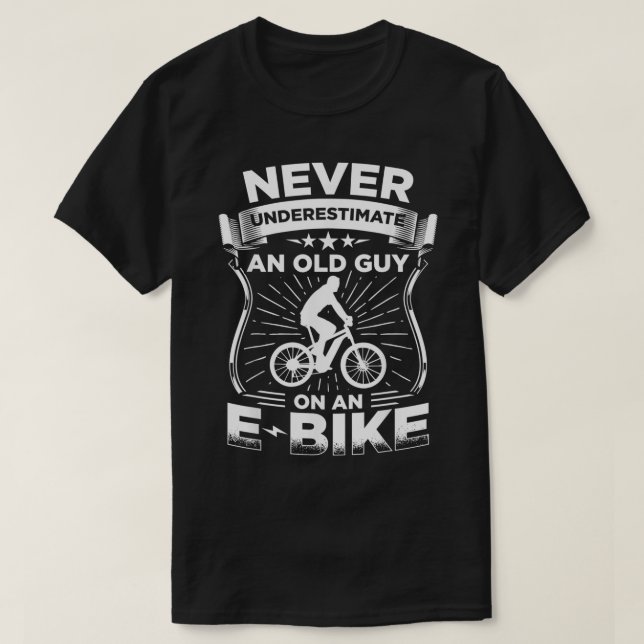 Mens Electric Mountain Bike Dad  EBike Grandpa Cyc T-Shirt (Design Front)