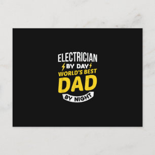 Mens Electrician By Day Worlds Best Dad By Night Postcard