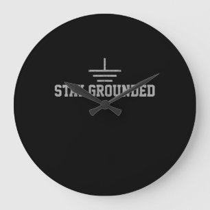 Mens Electrician Electrical Engineer Stay Grounded Large Clock