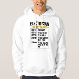 Mens Electrician Hourly Rates Lineman Funny Electr Hoodie