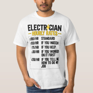 Mens Electrician Hourly Rates Lineman Funny Electr T-Shirt