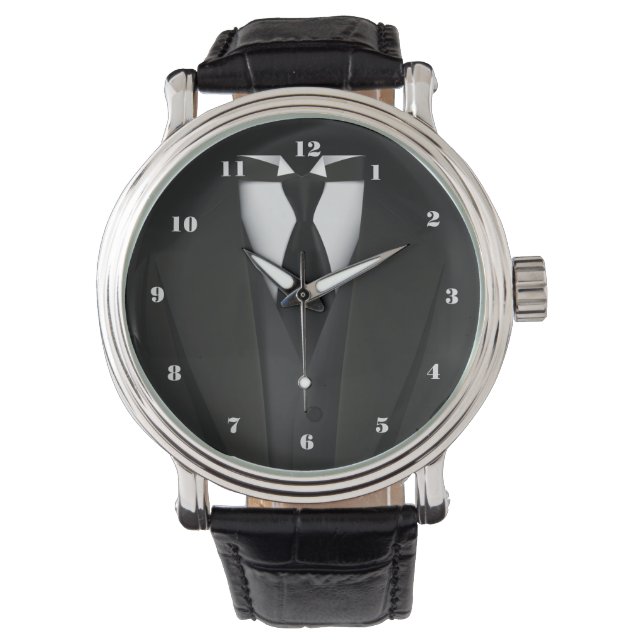 Mens' Elegant Black Suit Watch (Front)