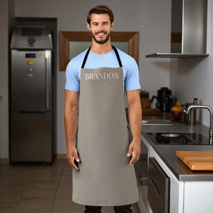 Men's Elegant Brown Name Modern Simple Chef Apron