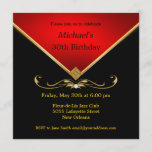 Men's Elegant Gold Red Birthday Party Invitations<br><div class="desc">Black Gold & Red Birthday Party and Special Occasion Invitations for milestone celebrations.  Elegant gold gemstone image.  Embellishments shown are NOT REAL,  they are images printed on the cards.</div>