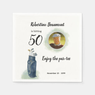 Men's Elegant Golf Theme Photo 50th birthday Napkin
