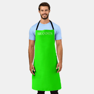 Men's Elegant Green Name Modern Simple Chef Apron