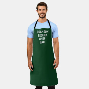 Men's Elegant Green White Modern Simple Dad Chef Apron