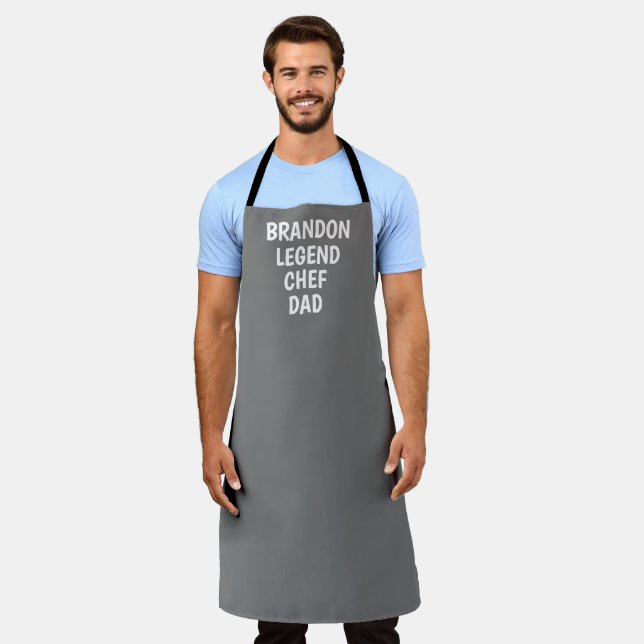 Men's Elegant Grey Modern Simple Dad Chef  Apron (Worn)