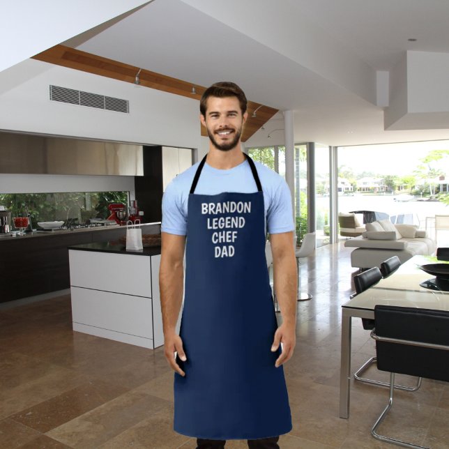 Men's Elegant Navy Blue Modern Simple Dad Chef Apron (Creator Uploaded)