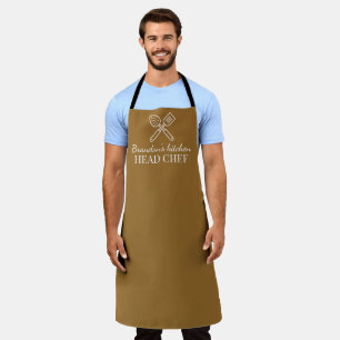 Men's Elegant Terracotta Chef Name Modern Simple Apron