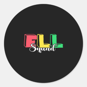 Mens ell teacher back to school squad english classic round sticker