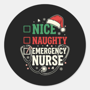 Mens Emergency Nurse Christmas Candy Cane Nice Classic Round Sticker