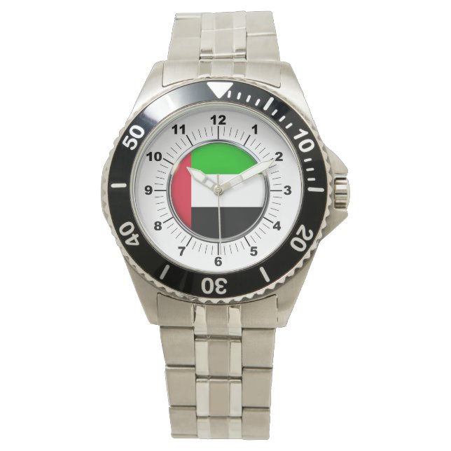 Men's Emirates Flag Stainless Steel Bracelet Watch (Front)