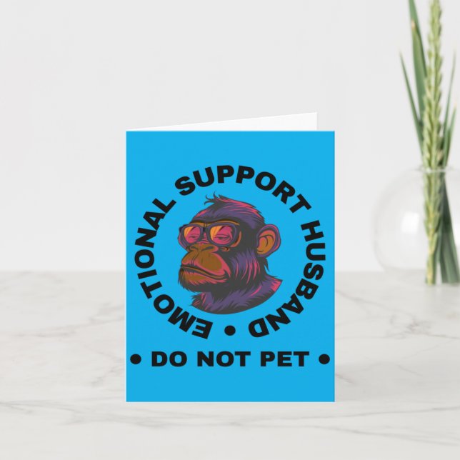 Mens Emotional Support Husband Do Not Pet Monkey Card (Front)