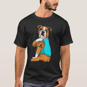 Mens English Bulldog I Love Dad Tattoo Apparel Dog T-Shirt