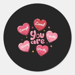 Mens Enough Loved Strong Hearts Mental Health Classic Round Sticker