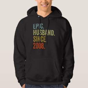 Mens Epic Husband Since 2008  Wedding Anniversarry Hoodie