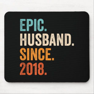 Mens Epic Husband Since 2018 wedding anniversary Mouse Mat