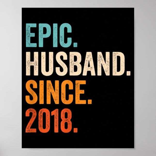 Mens Epic Husband Since 2018 wedding anniversary Poster (Front)