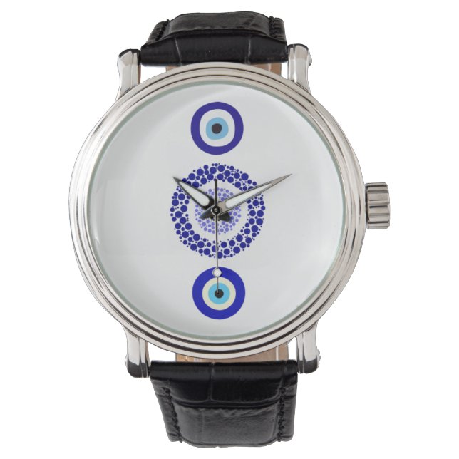 Men's Evil Eye Vintage Leather Watch (Front)