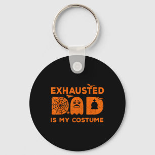 Mens Exhausted Dad Is My Costume Ghost Matching Ha Key Ring