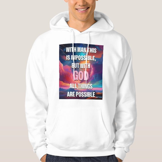Men's faith hoodie - Matthew 19:26 (Front)