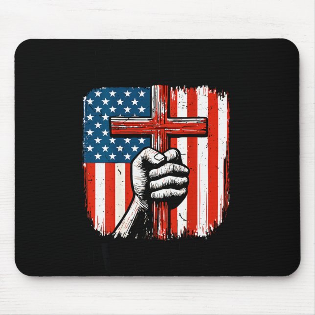 Mens Faith Over Fear Christian Patriotic American  Mouse Mat (Front)