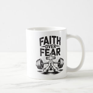 Men's Faith Over Fear Christian Workout Gym Jesus Coffee Mug