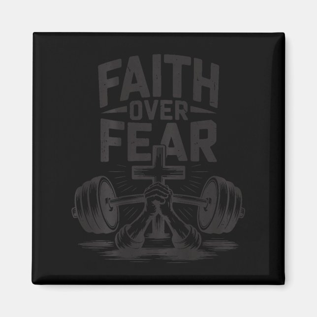 Men's Faith Over Fear Christian Workout Gym Jesus  Magnet (Front)