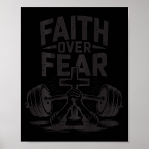 Men's Faith Over Fear Christian Workout Gym Jesus  Poster