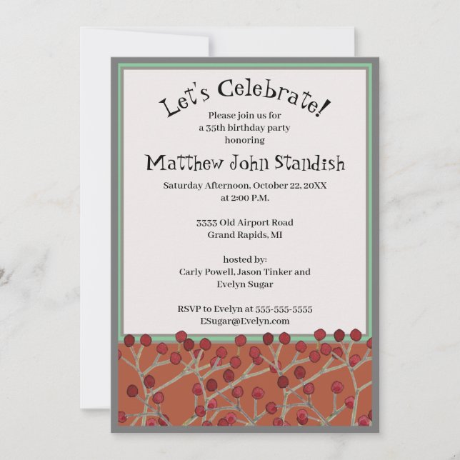Men's Fall Birthday Party Invitation 35 (Front)